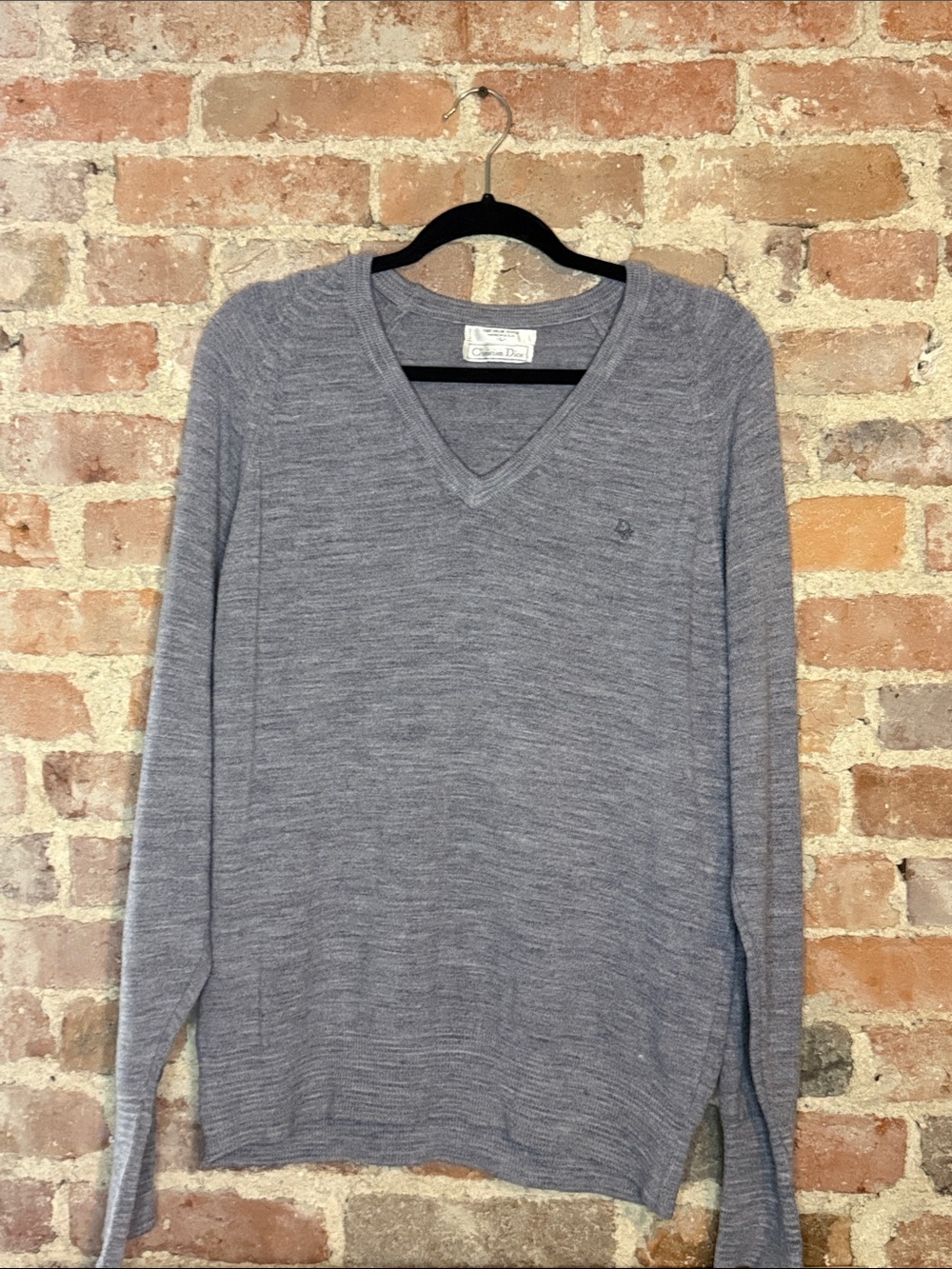 Vintage Christian Dior Monsieur Gray V-Neck Sweater – Made in USA - Size L